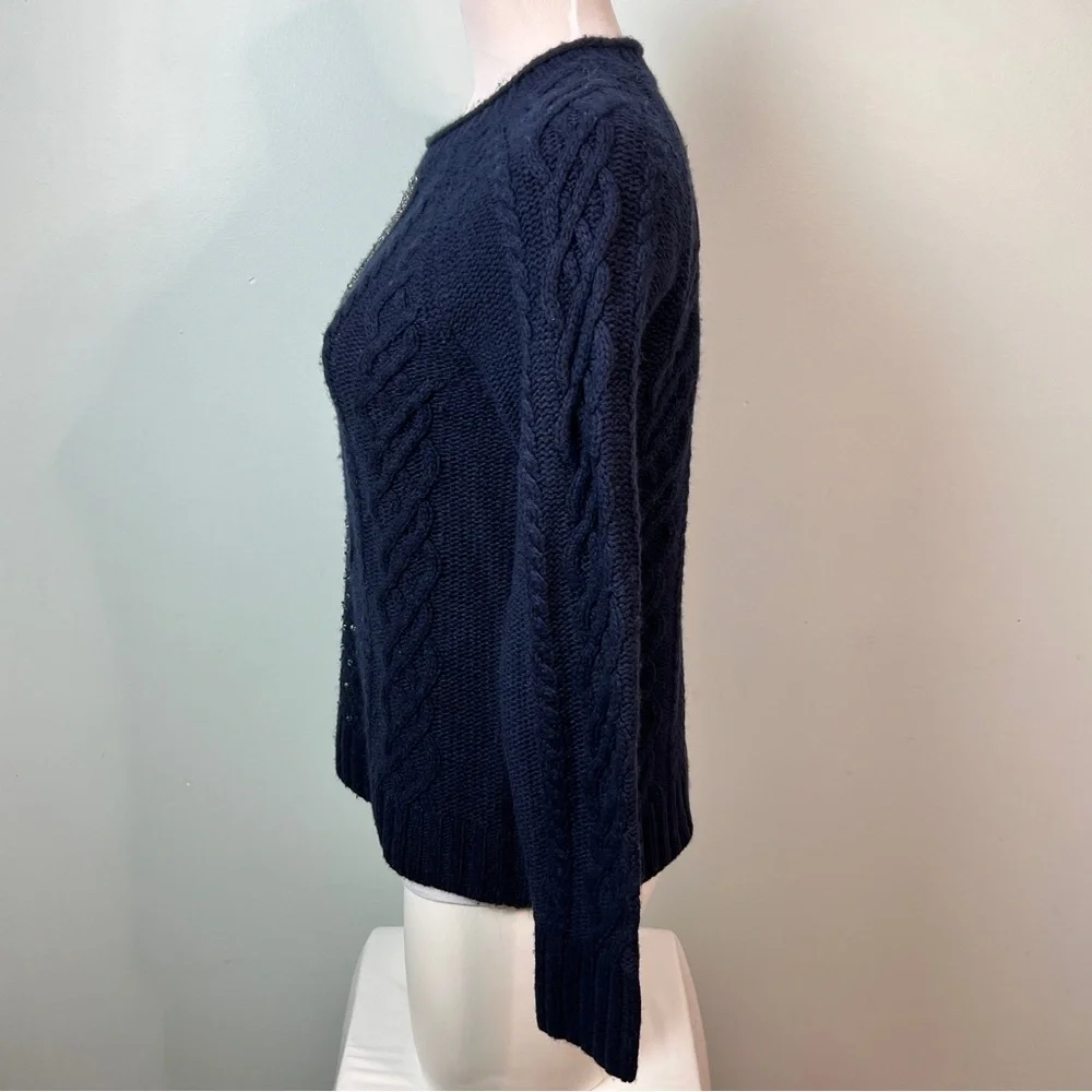 J. Crew Dark Blue Sweater with Bead Accents